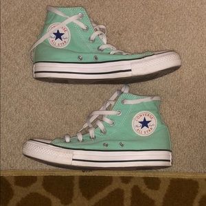 Teal high top converse